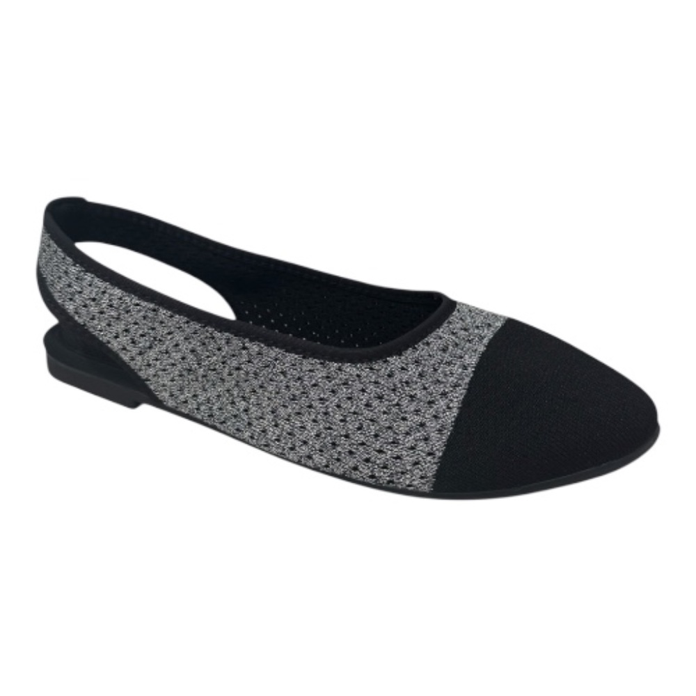 Bernie Mev Alexa Black Silver Woven Slingback Flats Women's Comfort Shoes - NWB